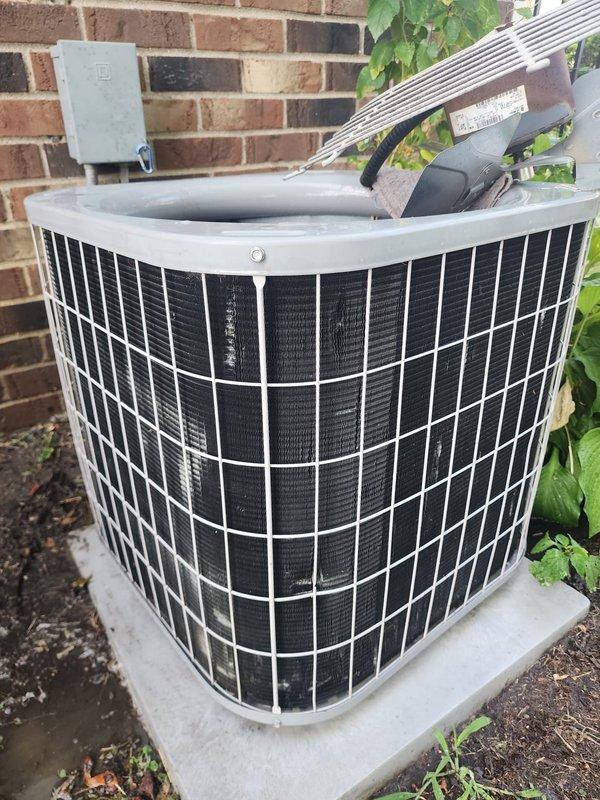 Completed routine cooling season maintenance on residential air conditioning system. Inspected outdoor condenser unit, verified proper operation of compressor and fan motor assembly, checked refrigerant lines for leaks and proper insulation, and examined electrical connections. Cleaned drain pan, tested condensate drainage system including float switch operation, and inspected evaporator coils for debris accumulation. All components found operating within normal parameters with no immediate service needs identified.