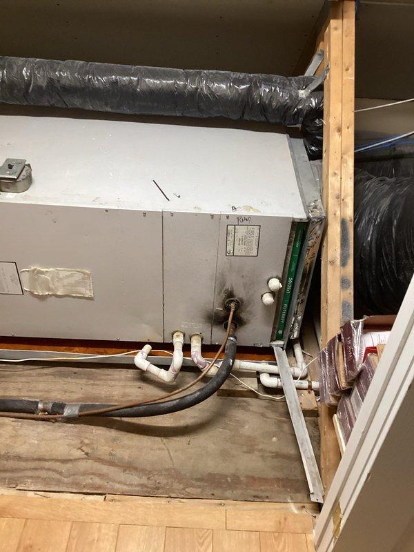 Provided comprehensive estimate for complete HVAC system replacement including air conditioning unit and furnace located in attic space. Existing equipment is aging and experiencing operational issues with recurring flooding problems affecting performance. Assessed current horizontal air handler installation, ductwork configuration, refrigerant line routing, condensate drainage system, and electrical connections to determine proper replacement specifications and system requirements.
