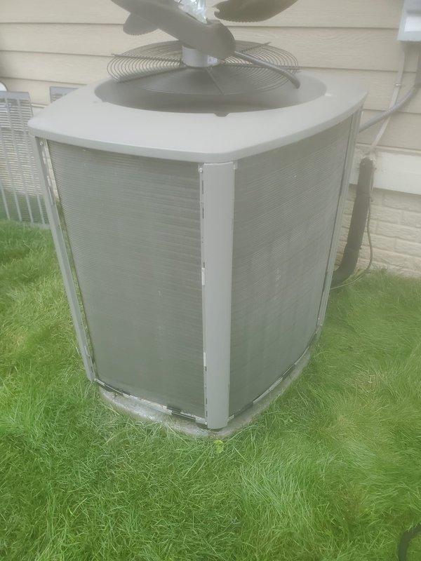 Completed annual preventative maintenance on residential cooling system. Performed comprehensive tune-up including inspection of outdoor condenser unit, verified proper operation of fan motor and compressor, checked refrigerant levels, cleaned coils, and inspected electrical connections and wiring. System tested and confirmed operating within normal parameters with no deficiencies noted.