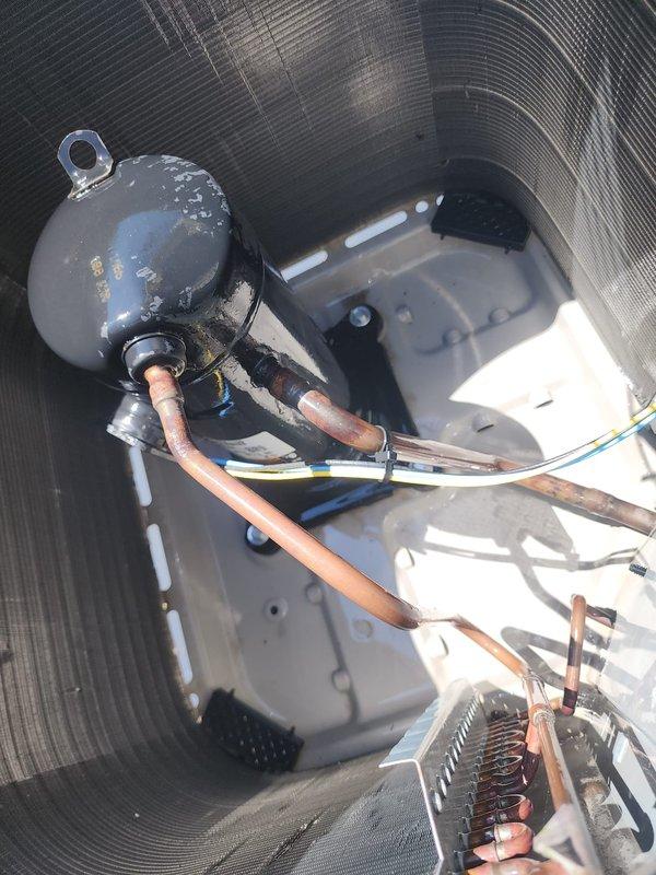 Completed scheduled preventive maintenance on dual air conditioning system under Worry Free Service Agreement. Performed comprehensive inspection of both indoor and outdoor units, including compressor operation verification, refrigerant line assessment, condenser coil examination, and electrical connection checks. All components found operating within normal parameters with no immediate service needs identified. Documentation photos captured for maintenance records.