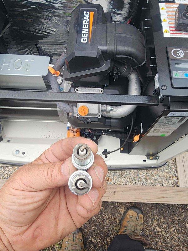 # Generator Maintenance Report

Performed scheduled maintenance on a 22kW Generac standby generator, Model #G00704310, Serial #3014429346. Conducted comprehensive inspection of all major components including engine assembly, fuel delivery system, and electrical connections. Replaced spark plugs as part of routine maintenance protocol, ensuring proper gap specifications for optimal combustion and reliable starting performance. Verified integrity of fuel lines and quick-connect fittings, confirming no signs of deterioration or leakage. Inspected control panel functionality, indicator lights, and safety systems. All refrigerant lines and compression fittings examined for proper sealing and connection integrity. Unit tested under load conditions and confirmed proper operation of all systems. Generator returned to service in fully operational condition with all maintenance items completed per manufacturer specifications.