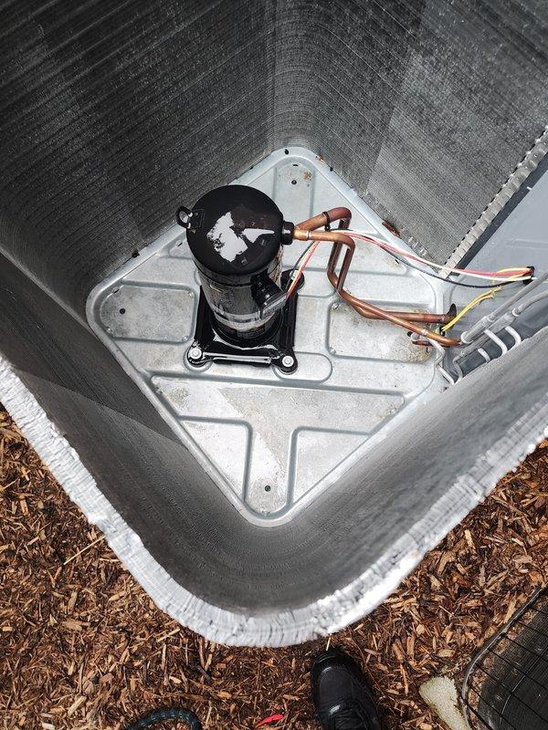 Completed routine cooling system maintenance on residential air conditioning unit. Performed comprehensive inspection of outdoor condenser unit, verified compressor operation, checked refrigerant line connections for proper insulation and signs of leakage, and confirmed electrical connections were secure. Unit found in good operating condition with clean coil fins and all components functioning within normal parameters.