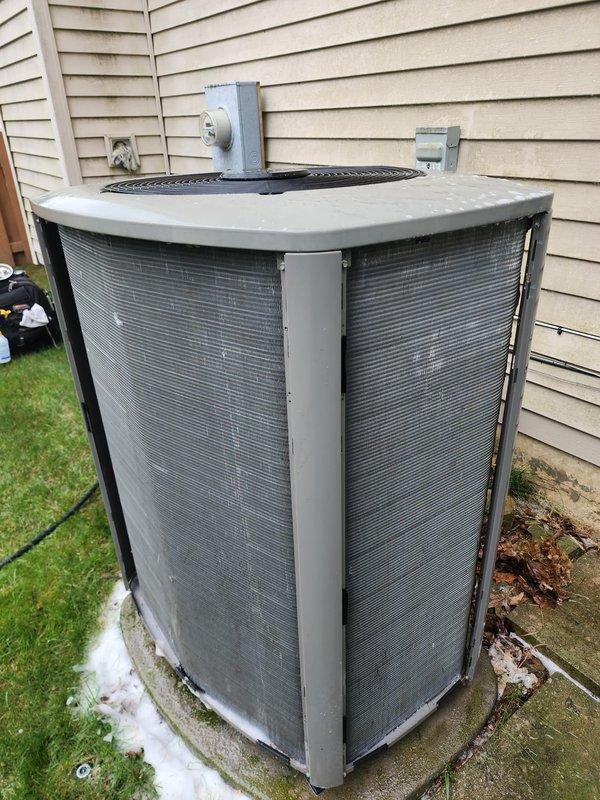 Completed scheduled air conditioning maintenance on residential split system. Performed comprehensive inspection of outdoor condenser unit and indoor components. Verified proper operation of compressor, checked refrigerant lines and electrical connections, and confirmed condensate drain pan functionality. All components found in good working condition with no immediate repairs needed. Customer reminded to schedule final inspection as required. Unit operational and ready for continued service.