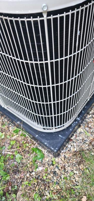 Completed routine preventative maintenance on residential air conditioning system including inspection of outdoor condenser unit. Examined blower motor assembly and internal components, noting accumulated dirt and debris on mounting surfaces and surrounding areas that were cleaned during service visit. All mechanical components inspected and system confirmed operational per manufacturer specifications.