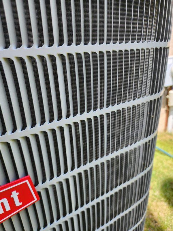 Completed routine air conditioning maintenance on residential split system. Performed comprehensive inspection of outdoor condenser unit and indoor evaporator coil assembly, verified proper operation of compressor and electrical connections, checked refrigerant lines for leaks and proper insulation, and confirmed drain pan integrity and drainage functionality. System operating within normal parameters with no issues identified.