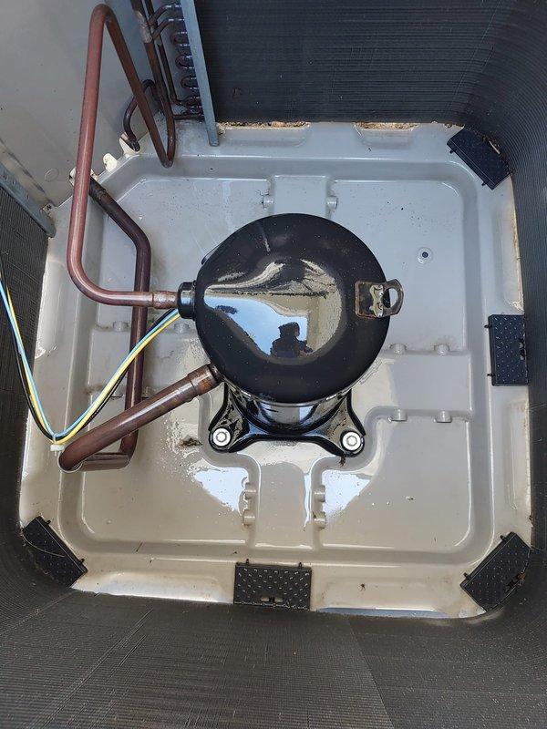 Completed prepaid routine maintenance on a 10-year-old Bryant air conditioning system. Performed comprehensive AC tune-up including inspection of outdoor condensing unit, compressor assembly, refrigerant lines, and condenser coils. Verified proper operation of all components, checked copper line connections and insulation integrity, and inspected compressor mounting and vibration dampeners. Unit found in good working condition with no issues identified. System ready for cooling season operation.