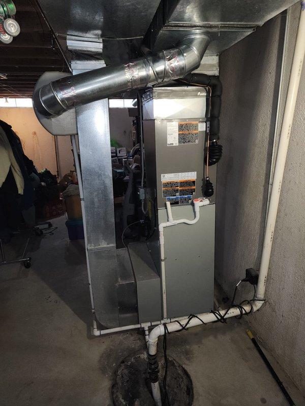 Completed installation of Lennox air conditioning system with interruptible service configuration as specified. Installed outdoor condensing unit, indoor air handler with supply and return ductwork connections, electrical disconnect, and all necessary refrigerant line sets. System was properly wired to electrical panel with interruptible meter setup, tested for proper operation, and left running efficiently.