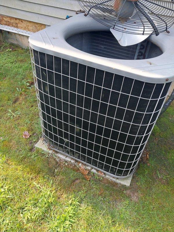 Completed routine cooling season maintenance on residential air conditioning system per Worry Free Service Agreement protocol. Performed comprehensive inspection of outdoor condensing unit including examination of fan motor assembly, refrigerant line connections, condenser coil condition, and electrical components. Unit found operating within normal parameters with all components functioning properly and no deficiencies noted requiring immediate attention.