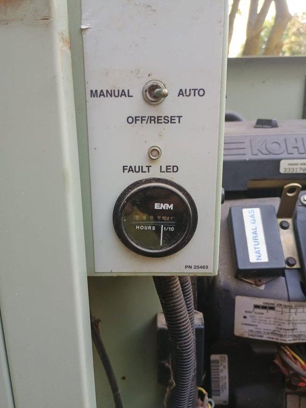 Performed routine maintenance on residential standby generator unit. Replaced spark plugs due to wear and verified control panel operation, including manual/auto toggle switch, fault LED indicator, and hours meter functionality. Generator tested and returned to automatic standby mode upon completion.