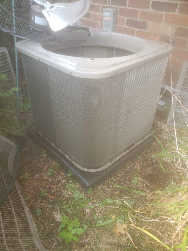 Completed scheduled cooling system maintenance on residential air conditioning unit. Performed comprehensive inspection of outdoor condenser unit including examination of cabinet condition, fan assembly, and electrical connections. Accessed indoor evaporator system and inspected condensate drain pan, which showed mineral deposits and scaling requiring monitoring. Documented equipment condition through photographic records. System operational at time of departure with all standard preventive maintenance tasks completed per agreement specifications.