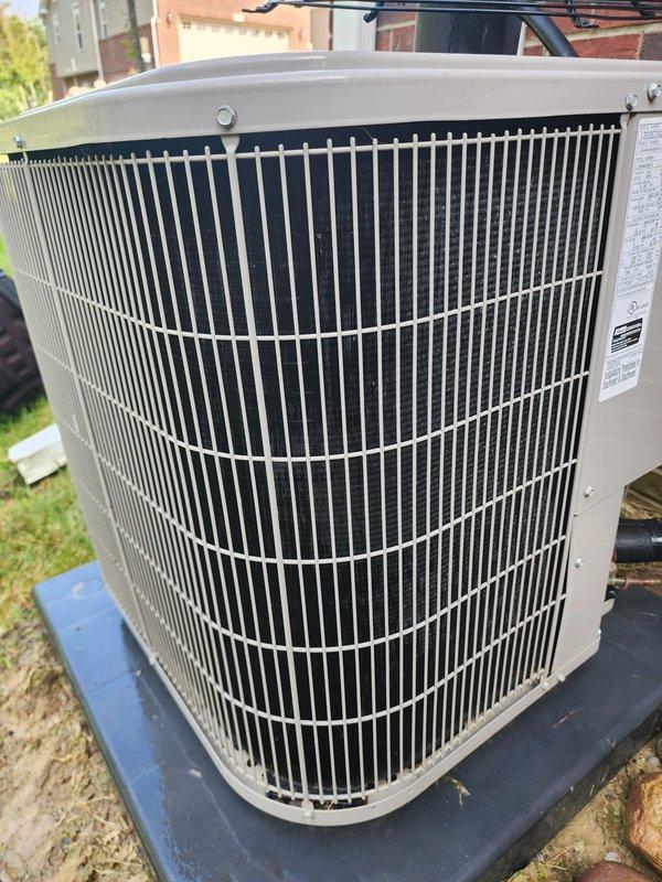 Completed comprehensive AC Maintenance 3-5 service on residential condensing unit. Performed detailed inspection of compressor assembly, copper refrigerant lines, electrical connections, and condensate management system. All components found in operational condition with normal wear patterns observed on copper tubing and condensate pan, confirming system is functioning properly for continued seasonal operation.