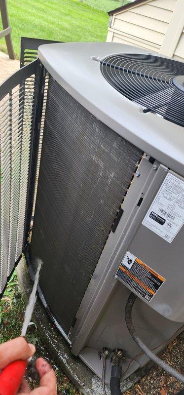 Completed comprehensive AC maintenance and tune-up on residential outdoor condensing unit. Performed standard preventive maintenance procedures including cleaning of condenser coils, inspection of refrigerant line connections, and evaluation of mechanical components. Unit is operating within normal parameters with no issues identified during this covered maintenance visit.