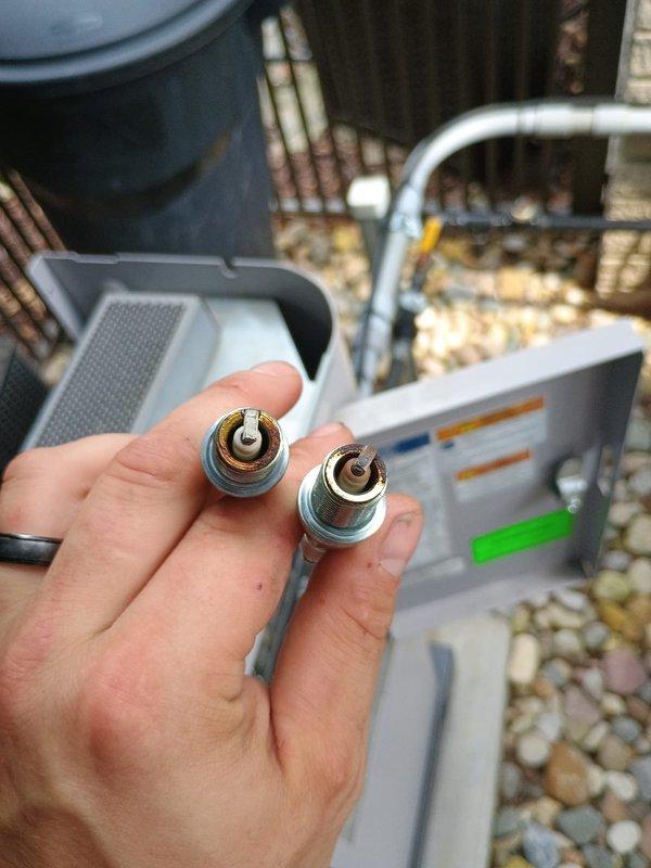 Completed routine preventive maintenance on residential Vanguard standby generator unit. Inspected and replaced worn coaxial cable connectors showing signs of corrosion and degraded internal wiring components. Verified all electrical connections, tested control panel functionality, and confirmed proper engine operation. Cleaned air filter assembly and inspected surrounding HVAC equipment integration. System tested successfully and returned to operational status.