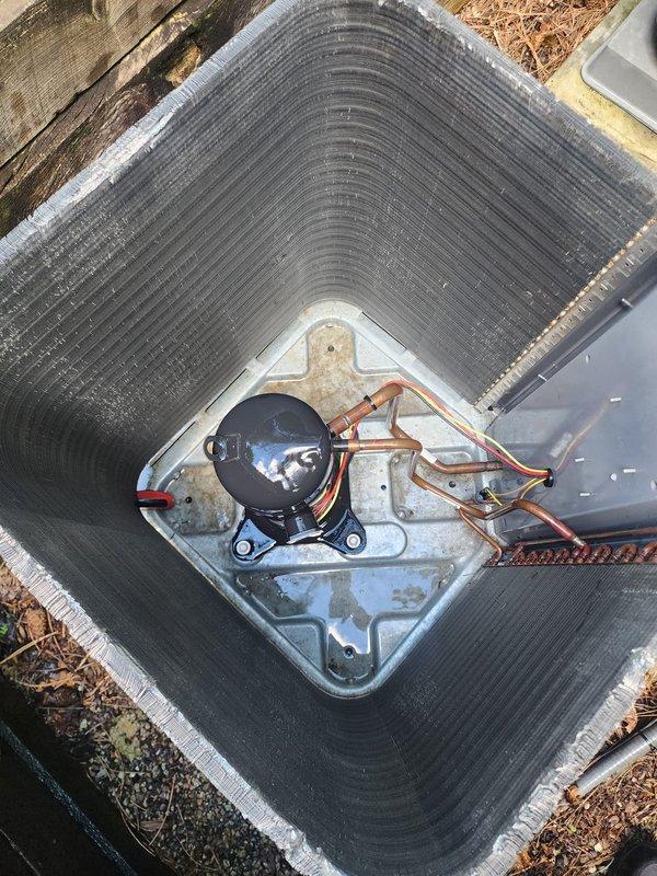 Completed preventive maintenance on residential air conditioning system under Worry Free Service Agreement. Set and programmed thermostat to customer's preferred schedule and comfort settings. Inspected outdoor condenser unit, confirmed proper operation of compressor and refrigerant lines, and verified all electrical connections are secure with no visible damage to components or coil fins.