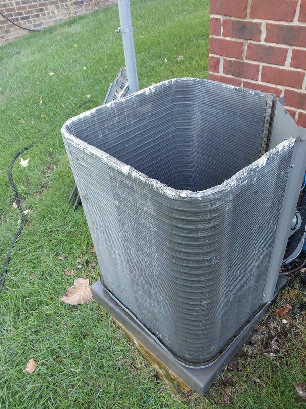 Completed preventive maintenance on residential air conditioning system during scheduled 8-10 AM service window. Performed comprehensive inspection of outdoor condenser unit, including removal of top panel to access and evaluate internal components, compressor motor, electrical connections, and condenser coils. Unit showed normal wear consistent with age and outdoor exposure, with all components functioning within acceptable parameters upon completion of maintenance protocol.