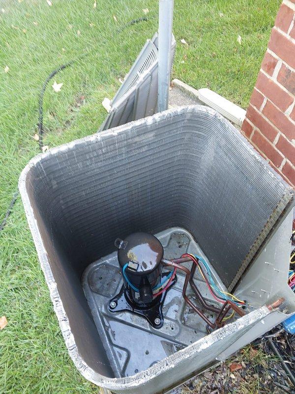 Completed preventive maintenance on residential air conditioning system during scheduled 8-10 AM service window. Performed comprehensive inspection of outdoor condenser unit, including removal of top panel to access and evaluate internal components, compressor motor, electrical connections, and condenser coils. Unit showed normal wear consistent with age and outdoor exposure, with all components functioning within acceptable parameters upon completion of maintenance protocol.
