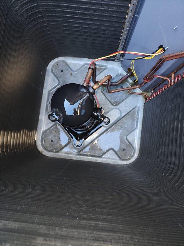 Completed yearly maintenance tune-up on residential air conditioning system. Performed comprehensive inspection of outdoor condenser unit, including examination of compressor, refrigerant lines, electrical connections, and heat exchanger coils. System confirmed operational with all components functioning properly, though technician noted potential need for future leak search as previously indicated.