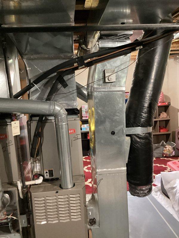 Conducted comprehensive full system replacement estimate for residential HVAC system. Evaluated existing furnace/air handler unit located in basement utility area, along with associated ductwork including flexible insulated ducts and rigid galvanized steel components. Documented current equipment configuration, electrical panel capacity, and circuit availability to ensure proper sizing and compatibility for replacement system installation.