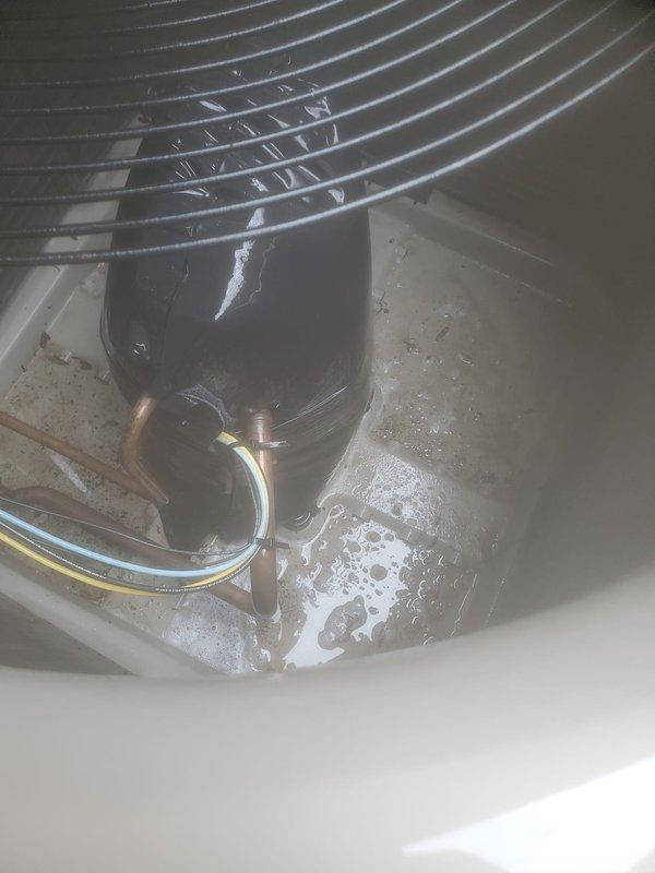 Completed routine preventive maintenance on residential split system air conditioning unit under Worry Free Service Agreement. Performed comprehensive inspection of outdoor condenser unit including visual assessment of cabinet condition, fan motor operation, and refrigerant line connections. Inspected indoor evaporator coil and condensate drainage system, verified proper condensate removal through drain pan and pump assembly, confirmed active water discharge with no blockages present. All components operating within normal parameters with adequate condensation production indicating effective cooling cycle performance.