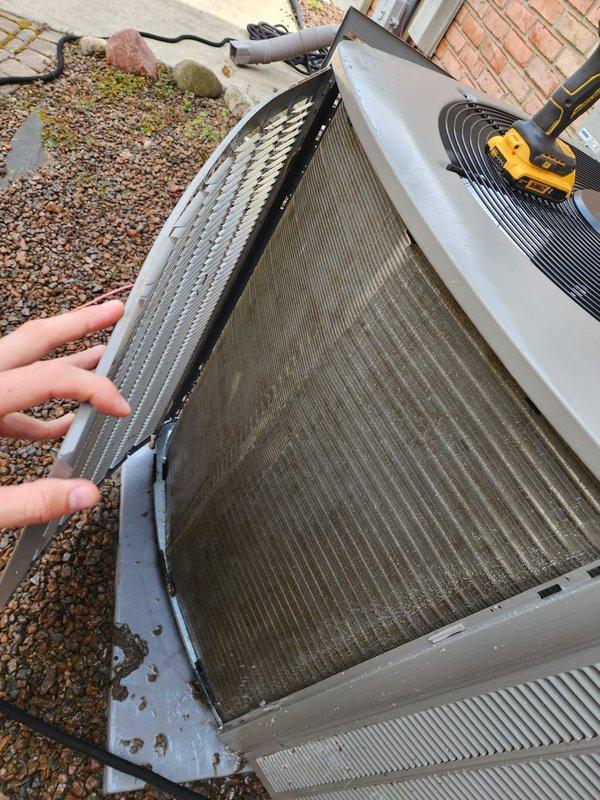 Completed scheduled cooling maintenance on rooftop air conditioning unit. Accessed internal components by removing top panel, inspected and serviced filter assembly which showed accumulated dirt and debris, and performed standard preventative maintenance procedures per Worry Free Service Agreement protocol.