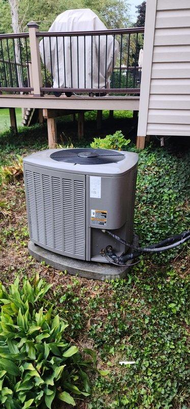 Completed preventive maintenance on residential split-system air conditioning unit. Performed comprehensive inspection of outdoor condenser unit including visual examination of cabinet condition, refrigerant line connections, electrical conduit, and mounting pad stability. Verified proper airflow through condenser coil fins and fan grille operation, confirmed unit accessibility for service, and documented equipment condition through photographic records.