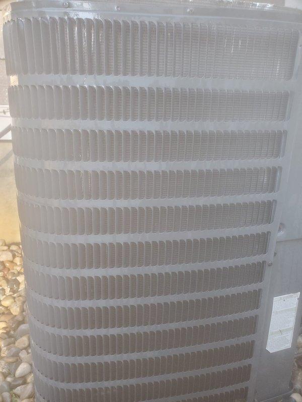 Completed routine preventative maintenance on residential air conditioning system. Inspected outdoor condenser unit, verified proper operation of all components, and examined evaporator coil assembly including drain pan and refrigerant lines. All equipment found to be in good working condition with no issues identified.