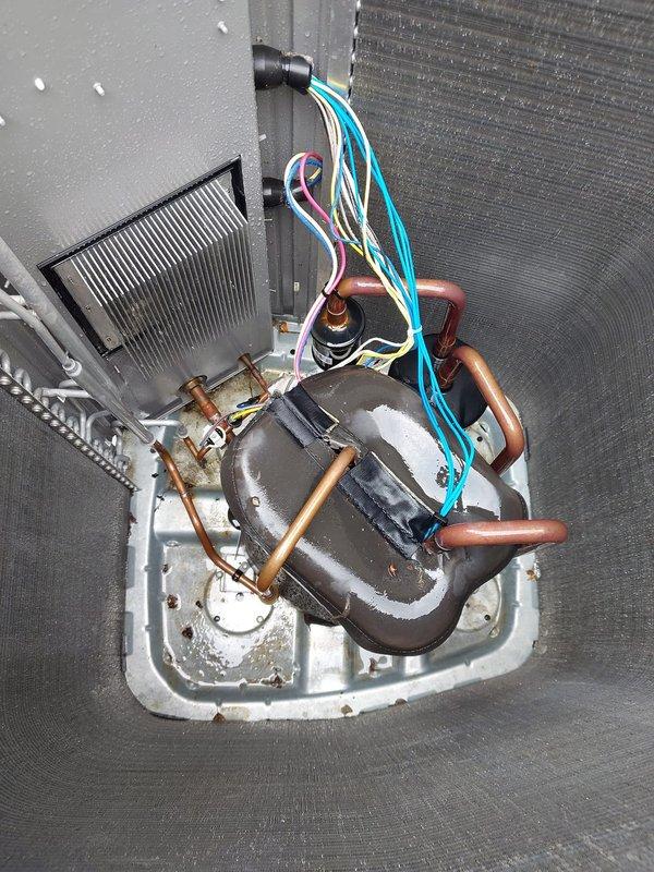 Completed preventive maintenance on residential split-system air conditioning unit including inspection of outdoor condensing unit and indoor evaporator coil assembly. Verified proper operation of compressor, refrigerant lines, electrical connections, and condensate drainage system; all components found in satisfactory working condition with normal wear patterns consistent with outdoor installation.