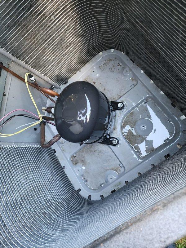 Completed routine preventive maintenance on residential air conditioning system as part of prepaid maintenance plan. Performed comprehensive AC tune-up including inspection of outdoor condenser unit, compressor assembly, refrigerant lines, and electrical connections. All components found operating within normal parameters with condenser coils, copper refrigerant lines, and compressor in good condition. No issues identified during inspection.
