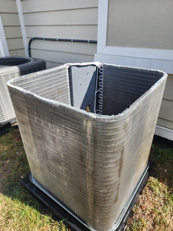 Completed scheduled AC tune-up and preventive maintenance on residential cooling system. Performed comprehensive inspection of outdoor condensing unit, including condenser coil cleaning, electrical connection verification, and component assessment. System operational and ready for continued service with no deficiencies noted at time of inspection.