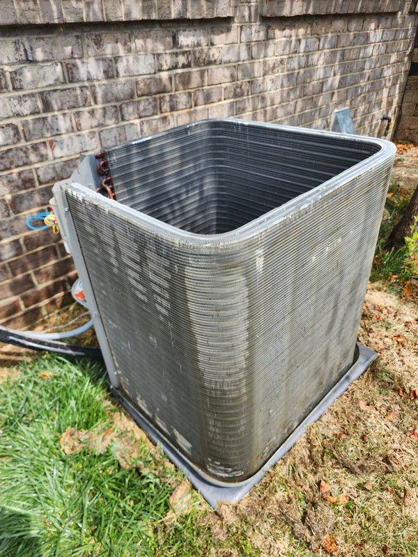 Completed comprehensive AC maintenance on residential condensing unit. Performed standard inspection of condenser coils, refrigerant lines, fan motor assembly, and electrical connections. Unit operational with normal weathering observed on outdoor components. Customer expressed interest in enrolling in worry-free service plan; this maintenance visit performed outside of plan coverage.