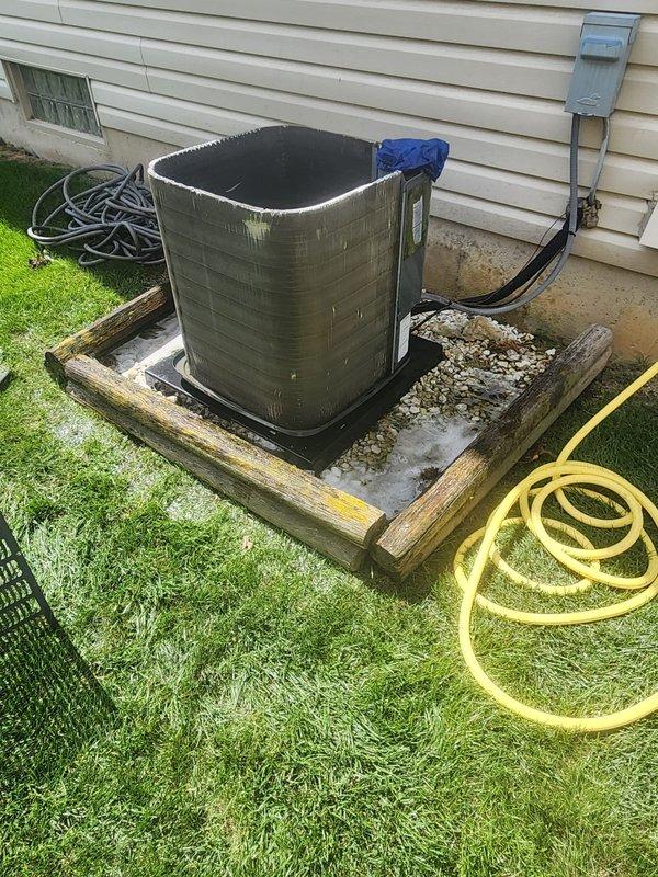 Performed scheduled maintenance on residential air conditioning system. Conducted system diagnostics using refrigerant manifold and micron gauge to verify proper pressures and temperatures. Inspected outdoor condensing unit, refrigerant lines, electrical connections, and drain pan operation to ensure optimal system performance.