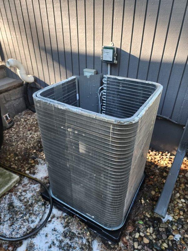 Completed routine preventative maintenance on residential cooling system under Worry Free Service Agreement. Performed comprehensive 8-point to 10-point inspection including examination of outdoor condenser unit, verification of electrical connections at disconnect box, assessment of refrigerant lines, and internal inspection of air handler with focus on evaporator coil condition and blower motor assembly. All components found operating within normal parameters with no immediate service needs identified.