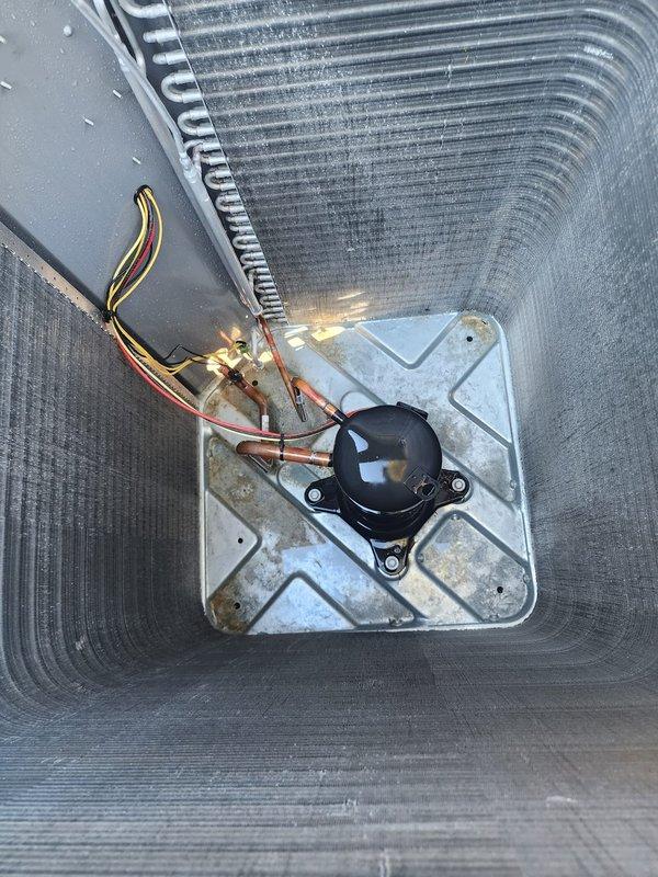 Completed routine preventative maintenance on residential cooling system under Worry Free Service Agreement. Performed comprehensive 8-point to 10-point inspection including examination of outdoor condenser unit, verification of electrical connections at disconnect box, assessment of refrigerant lines, and internal inspection of air handler with focus on evaporator coil condition and blower motor assembly. All components found operating within normal parameters with no immediate service needs identified.