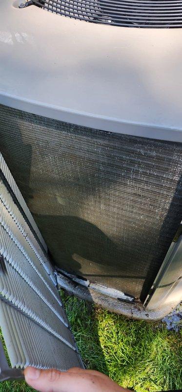 Completed scheduled preventative maintenance on residential air conditioning system under Worry Free Service Agreement. Upon inspection, discovered heavily soiled condenser coils with significant accumulation of dirt, dust, and debris causing reduced heat transfer efficiency. Thoroughly cleaned condenser coil assembly to restore proper airflow and system performance. Inspected blower assembly and internal components, verified filter media condition, and confirmed all mechanical elements operating within normal parameters. System tested and left in proper working order with improved cooling capacity.