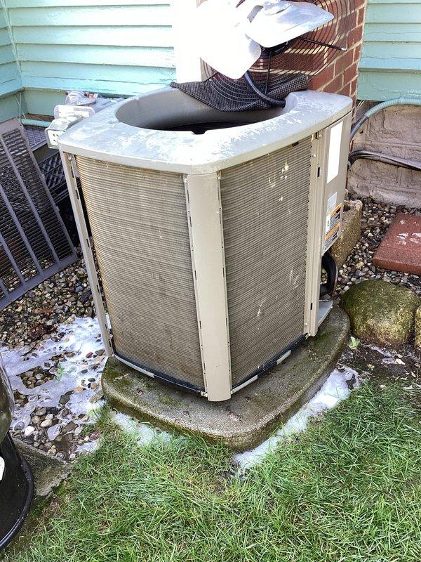 Completed routine cooling season maintenance on residential air conditioning system. Performed comprehensive inspection of outdoor condenser unit and indoor evaporator coil assembly, verifying proper operation of all components including blower motor, refrigerant lines, and electrical connections. All system components found to be in good working condition with coil fins clean and equipment operating within normal parameters.