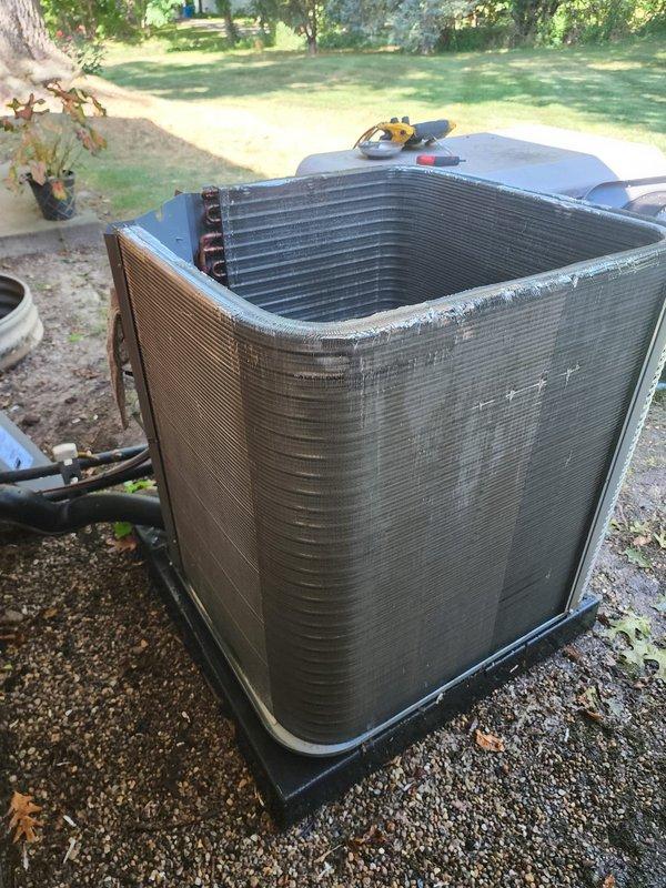 Completed routine cooling season maintenance on residential air conditioning system under Worry Free Service Agreement. Performed comprehensive inspection of outdoor condenser unit, including examination of compressor, refrigerant lines, electrical connections, and condenser coil fins. All components found to be operating within normal parameters with typical weathering consistent with outdoor exposure.