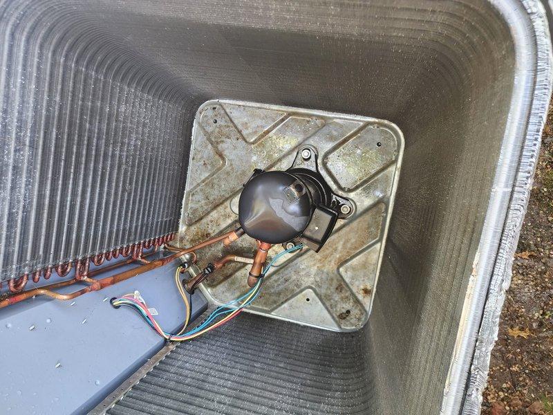 Completed routine cooling season maintenance on residential air conditioning system under Worry Free Service Agreement. Performed comprehensive inspection of outdoor condenser unit, including examination of compressor, refrigerant lines, electrical connections, and condenser coil fins. All components found to be operating within normal parameters with typical weathering consistent with outdoor exposure.