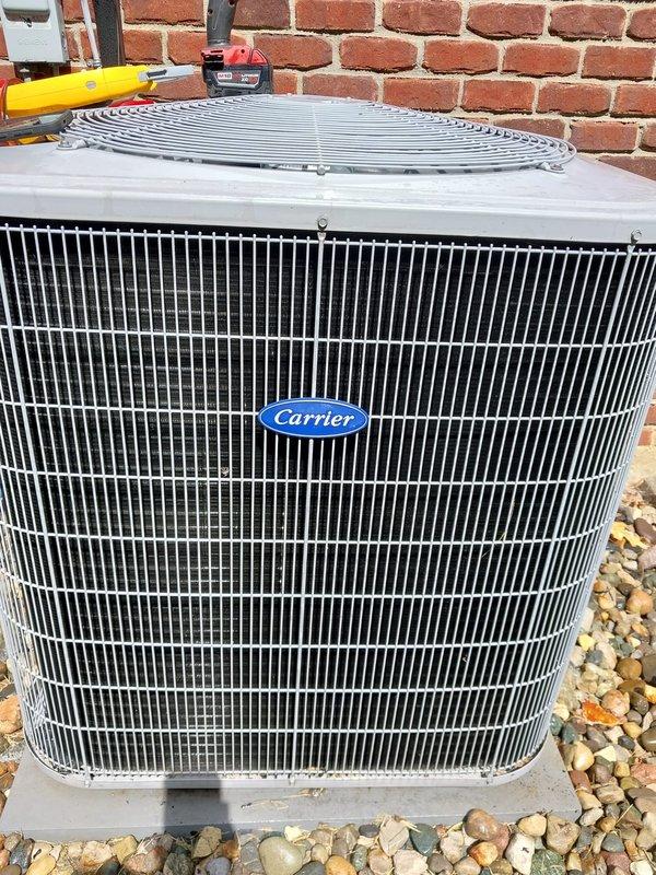Completed preventive maintenance on two Carrier air conditioning systems. Performed comprehensive inspection of outdoor condenser units, including examination of condenser coils, fins, and heat exchanger components. All units found in satisfactory operating condition with coils clean and fins properly aligned for optimal airflow and heat transfer efficiency.