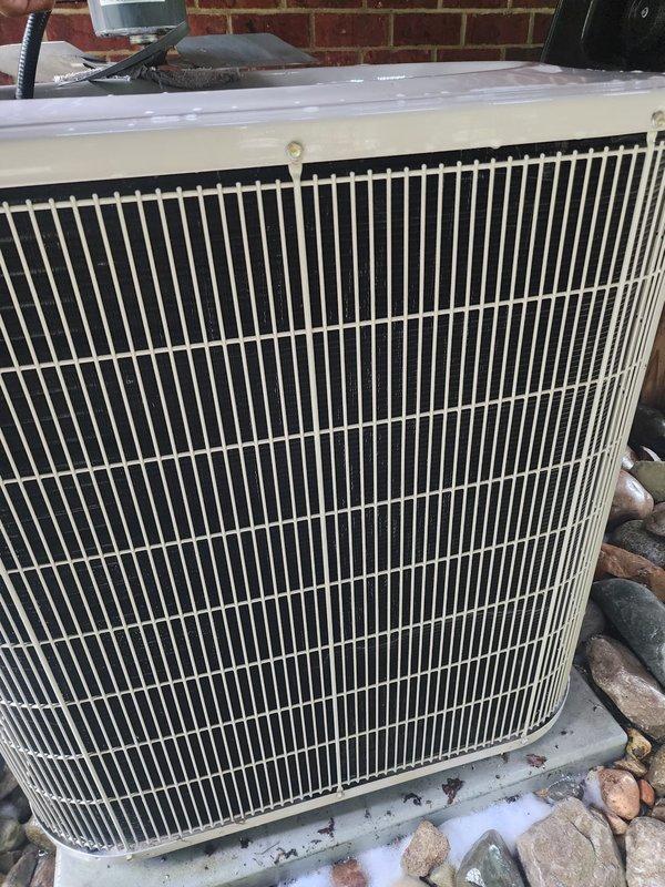 Completed routine maintenance tune-up on residential HVAC system as part of prepaid maintenance plan coverage. Inspected outdoor condenser unit, noting accumulated dirt and debris on condenser coils and fins. Checked indoor air handler components including condensate drain pan, which showed mineral staining and standing water with float switch assembly operating properly. Verified refrigerant lines, electrical connections, and condensate drainage system. System operating within normal parameters with no immediate service needs identified.