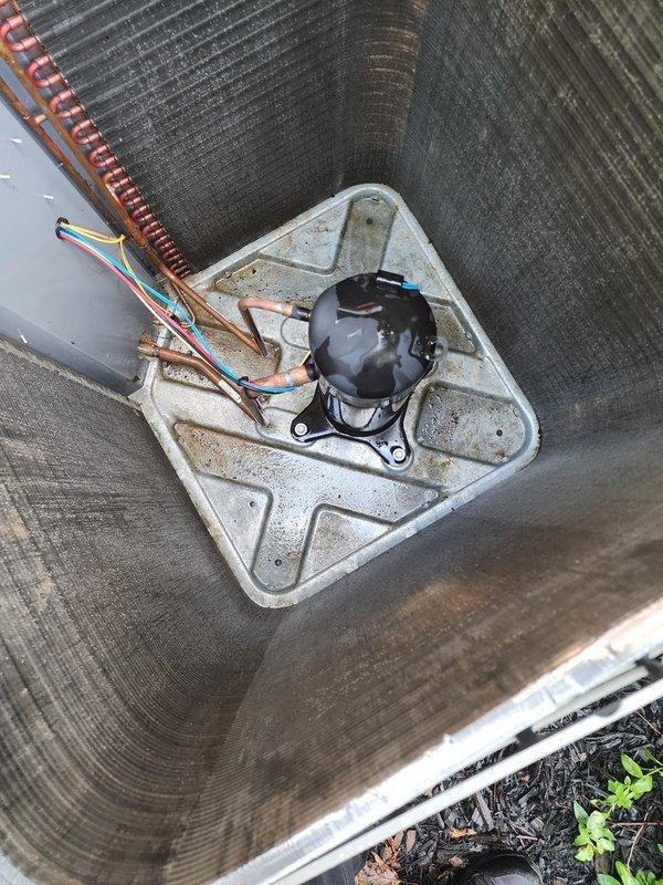 Completed comprehensive AC tune-up and preventive maintenance on outdoor condensing unit. Performed visual inspection of evaporator coil assembly, noting moderate dust and debris accumulation on aluminum fins; inspected compressor unit, refrigerant lines, and electrical connections, confirming all components operational with no immediate service needs identified. System operating within normal parameters at time of service.
