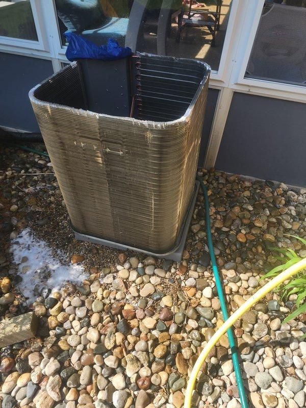 Performed routine maintenance on residential air conditioning system. Conducted system diagnostics using refrigerant manifold and micron gauge to verify operating pressures and temperatures across all zones. Inspected condenser unit exterior components, confirmed proper airflow through coil fins, and verified unit operation. All system parameters found within normal operating range.