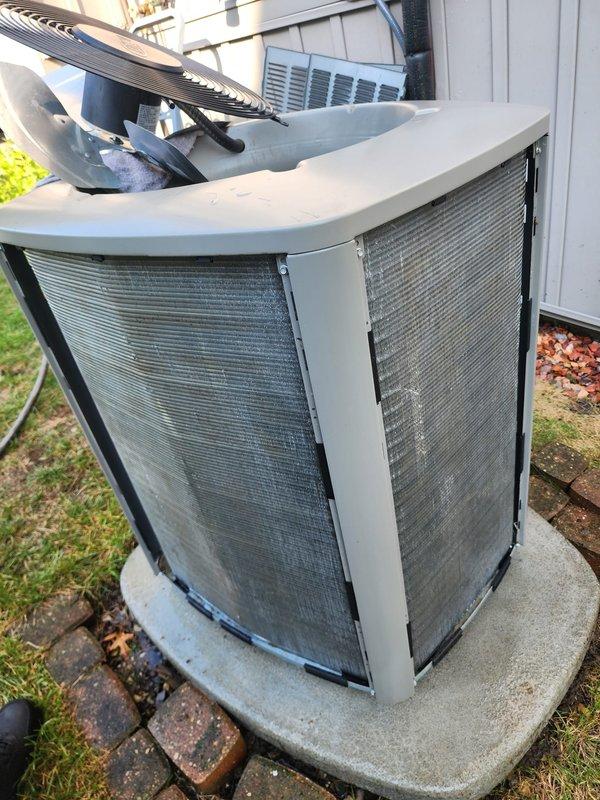 Completed comprehensive AC tune-up maintenance on residential split system with outdoor condenser unit and indoor air handler. Performed standard preventive maintenance procedures including inspection of compressor, refrigerant lines, electrical connections, and fan assembly on both indoor and outdoor components. Provided customer with information regarding Worry Free Service maintenance plan expiration date as requested.