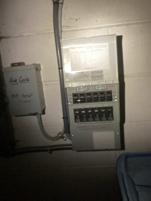 Conducted comprehensive site evaluation for residential backup generator installation. Assessed existing 120/240V electrical service panel with current circuit breaker configuration and documented available capacity for generator integration. Evaluated exterior utility area including natural gas meter location and identified optimal placement for automatic transfer switch and generator unit positioning. Documented existing electrical infrastructure, conduit routing pathways, and utility connections to determine material requirements and installation specifications for whole-house generator system with automatic transfer capabilities.