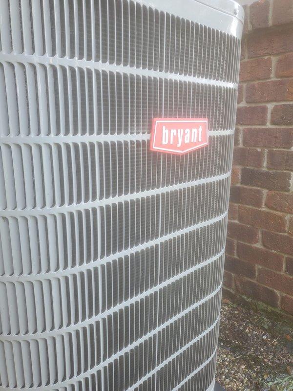 Completed scheduled air conditioning maintenance on Bryant outdoor condensing unit. Performed comprehensive system inspection, cleaned condenser coils, verified proper operation of all components, and documented equipment condition with photos. Unit operating within normal parameters with no issues identified.