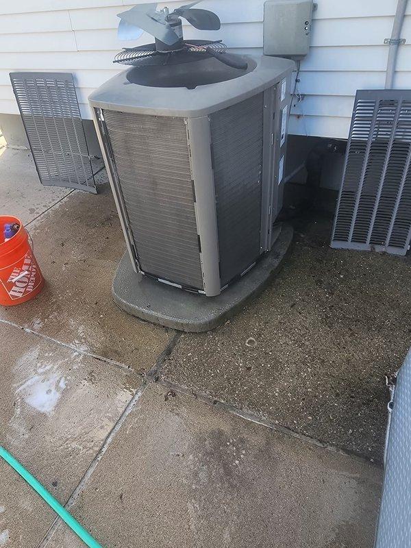 Completed scheduled AC maintenance tune-up under prepaid maintenance plan on outdoor condensing unit. Performed comprehensive system inspection including examination of condenser coil, fan motor assembly, electrical connections, refrigerant lines, and control components. All components found operating within normal parameters with no deficiencies noted during inspection.