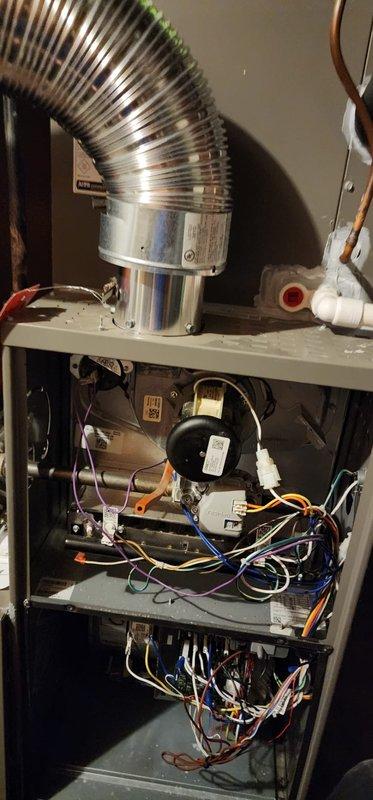 Performed comprehensive furnace maintenance and tune-up on Lennox heating system. Conducted complete system inspection, cleaned and checked all furnace components, verified proper operation of blower motor and heat exchanger, inspected electrical connections and wiring, tested safety controls and limit switches, and examined venting system including PVC condensate drainage. Confirmed system operating properly with no issues found. Unit functioning as designed at time of service completion.