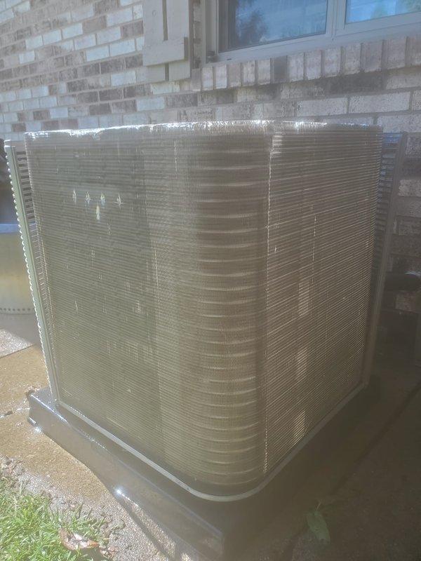 Completed routine preventive maintenance on residential split system air conditioning unit. Inspected indoor air handler components including condensate pump, drain pan, and electrical connections, verifying proper operation and drainage. Performed exterior inspection of condenser unit, confirming adequate airflow through coil louvers and proper placement on concrete pad with protective covering in place.