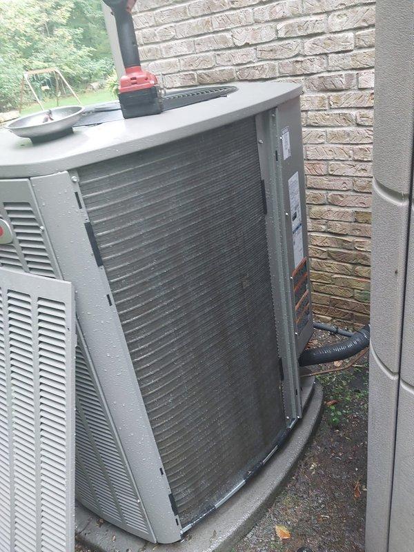 Completed preventive maintenance inspection on first of two residential cooling systems covered under comprehensive maintenance agreement. Performed standard cooling season checklist including visual inspection of outdoor condenser unit, verification of proper compressor operation, examination of refrigerant line connections, and assessment of electrical disconnect components. Unit found operating within normal parameters with no immediate service concerns identified.