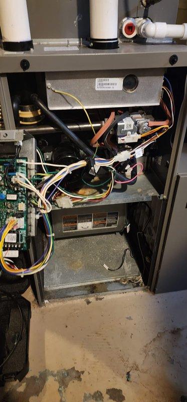 Completed scheduled heating maintenance on residential HVAC system including furnace inspection, safety checks, and system performance evaluation. Inspected all mechanical and electrical components, control board, wiring connections, burner assembly, and heat exchanger; verified proper operation of all safety controls and documented equipment condition with photographic records for customer files.