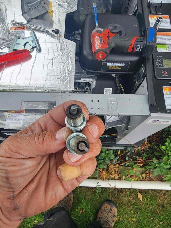 # Generator Maintenance Following Extended Storm Operation

Performed first scheduled maintenance on standby generator after extended 72-hour runtime during recent storm event. Conducted comprehensive post-operation inspection of all major components including engine, alternator, transfer switch, and battery systems. 

Removed and inspected access panels to evaluate internal components for wear or damage from prolonged operation. Checked battery condition and verified proper charging system operation, examining all electrical connections and wiring for signs of heat stress or loosening from extended vibration. Inspected capacitors and electrical components within the control panel for proper operation.

Verified all warning labels and specification tags remained legible and properly affixed. Examined cooling system components, air filtration, and exhaust systems for any debris or restrictions that may have developed during the extended run cycle. Assessed motor assembly and associated 
